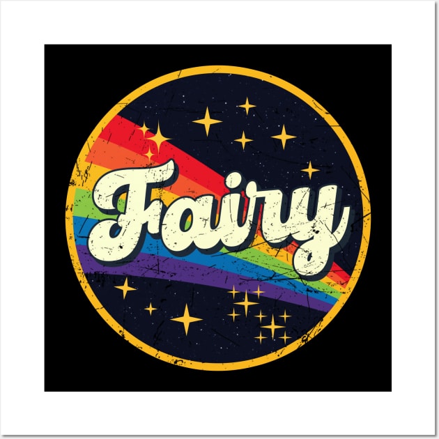 Fairy // Rainbow In Space Vintage Grunge-Style Wall Art by LMW Art